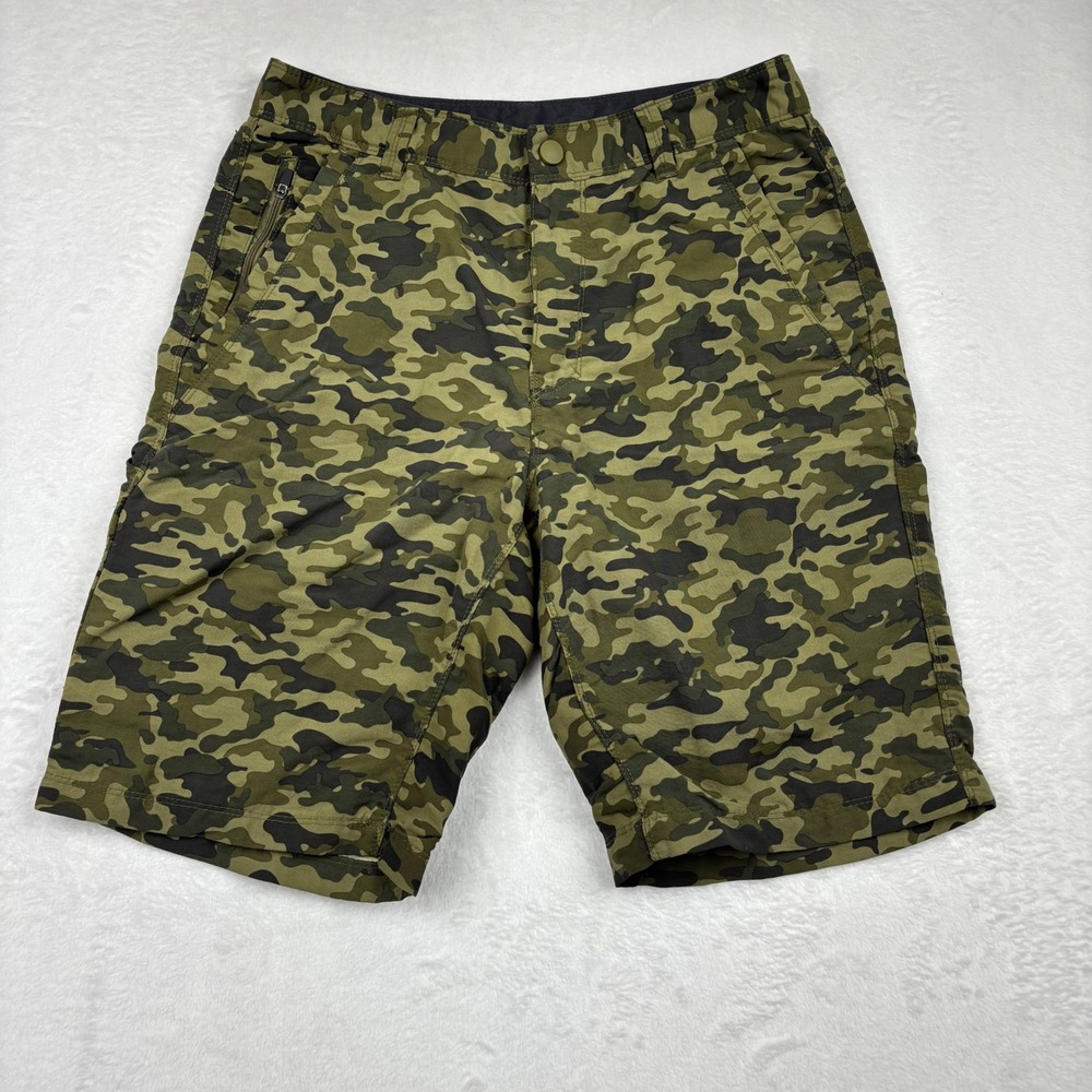 NordicTrack Mens Camo Cargo Utility Shorts Green Brown Size 32 Hiking Outdoor